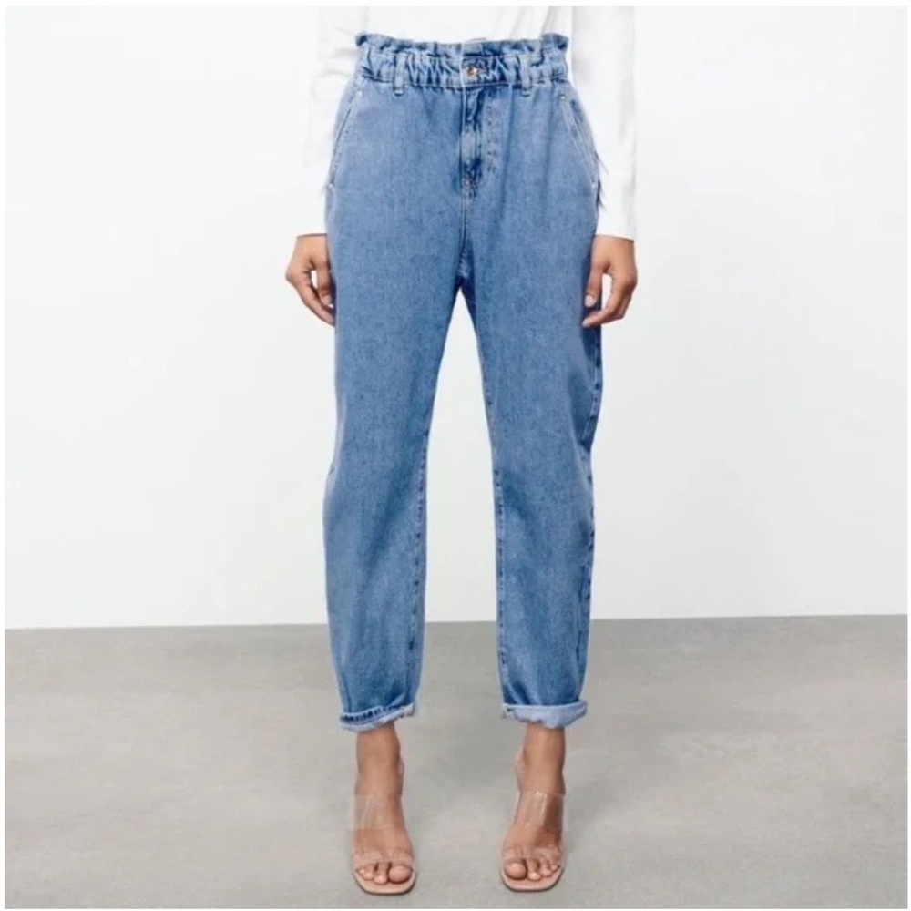 Zara Blue Boyfriend Jeans Relaxed Fit